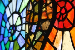 Venn Diagram. Stained glass mosaic. Detail.