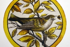 Painted Glass bird roundel