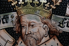 St Edmund or St. Edward the Confessor? painted glass panel