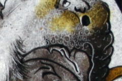 Detail of a replica 16th century painted glass roundel by Muna Zuberi