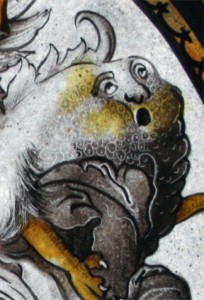 Detail of a replica 16th century painted glass roundel.